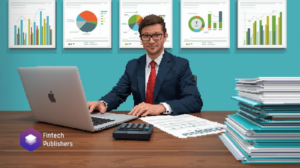 "Business owner creating a budget plan with charts and graphs on a desk"